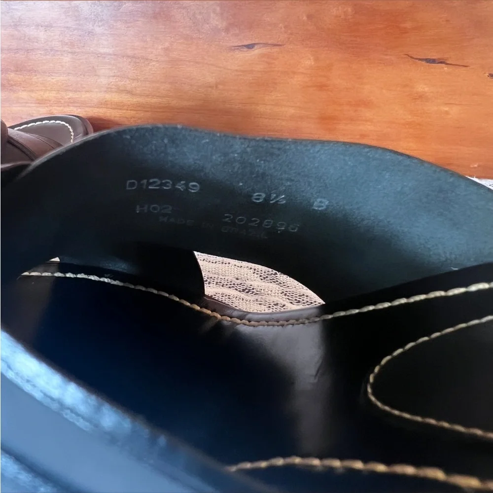 COLE HANN COUNTRY Black Leather Block Heel Slide Mule Sandals Size 8.5 - Picture 14 of 14